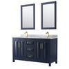 Custom image for Dark Blue with Brushed Gold Trim / White Carrara Marble / 24