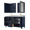 Custom image for Dark Blue with Brushed Gold Trim / White Carrara Marble / Medicine Cabinets