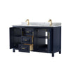 Custom image for Dark Blue with Brushed Gold Trim / White Carrara Marble / No Mirror