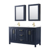 Custom image for Dark Blue with Brushed Gold Trim / White Cultured Marble / Medicine Cabinets