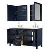 Custom image for Dark Blue with Brushed Gold Trim / White Cultured Marble / Medicine Cabinets