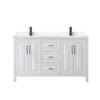 Custom image for White with Matte Black Trim / Carrara Cultured Marble / No Mirror