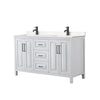 Custom image for White with Matte Black Trim / Carrara Cultured Marble / No Mirror