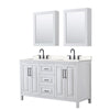 Custom image for White with Matte Black Trim / Carrara Cultured Marble / Medicine Cabinets