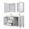 Custom image for White with Brushed Gold Trim / Carrara Cultured Marble / Medicine Cabinets