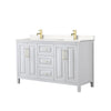 Custom image for White with Brushed Gold Trim / Carrara Cultured Marble / No Mirror