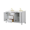 Custom image for White with Brushed Gold Trim / Carrara Cultured Marble / No Mirror