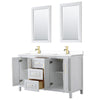 Custom image for White with Brushed Gold Trim / White Cultured Marble / 24