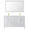 Custom image for White with Brushed Gold Trim / White Cultured Marble / 58