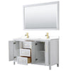 Custom image for White with Brushed Gold Trim / White Cultured Marble / 58