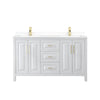 Custom image for White with Brushed Gold Trim / White Cultured Marble / No Mirror
