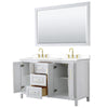 Custom image for White with Brushed Gold Trim / White Cultured Marble / 58