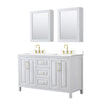 Custom image for White with Brushed Gold Trim / White Cultured Marble / Medicine Cabinets