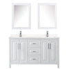 Custom image for White with Polished Chrome Trim / Carrara Cultured Marble / Medicine Cabinets