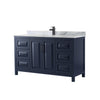 Custom image for Dark Blue with Matte Black Trim / White Carrara Marble / No Mirror
