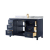 Custom image for Dark Blue with Brushed Gold Trim / White Carrara Marble / No Mirror