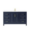 Custom image for Dark Blue with Brushed Gold Trim / White Cultured Marble / No Mirror