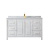 Custom image for White with Brushed Gold Trim / White Carrara Marble / No Mirror