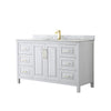 Custom image for White with Brushed Gold Trim / White Carrara Marble / No Mirror