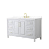 Custom image for White with Brushed Gold Trim / White Cultured Marble / No Mirror