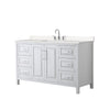 Custom image for White with Polished Chrome Trim / Carrara Cultured Marble / No Mirror