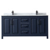 Custom image for Dark Blue with Matte Black Trim / White Carrara Marble / No Mirror