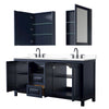 Custom image for Dark Blue with Matte Black Trim / White Cultured Marble / Medicine Cabinets