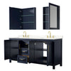 Custom image for Dark Blue with Brushed Gold Trim / Carrara Cultured Marble / Medicine Cabinets