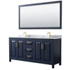 Custom image for Dark Blue with Brushed Gold Trim / White Carrara Marble / 70