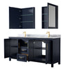 Custom image for Dark Blue with Brushed Gold Trim / White Carrara Marble / Medicine Cabinets