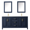 Custom image for Dark Blue with Brushed Gold Trim / White Cultured Marble / Medicine Cabinets