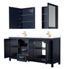 Custom image for Dark Blue with Brushed Gold Trim / White Cultured Marble / Medicine Cabinets