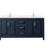 Custom image for Dark Blue with Brushed Gold Trim / White Quartz / No Mirror