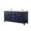Custom image for Dark Blue with Brushed Gold Trim / White Quartz / No Mirror