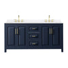 Custom image for Dark Blue with Brushed Gold Trim / White Quartz / No Mirror
