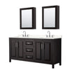 Custom image for Dark Espresso with Polished Chrome Trim / Carrara Cultured Marble / Medicine Cabinets