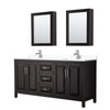 Custom image for Dark Espresso with Polished Chrome Trim / White Cultured Marble / Medicine Cabinets