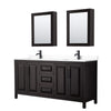 Custom image for Dark Espresso with Matte Black Trim / White Cultured Marble / Medicine Cabinets