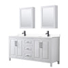 Custom image for White with Matte Black Trim / White Cultured Marble / Medicine Cabinets