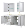 Custom image for White with Brushed Gold Trim / Carrara Cultured Marble / Medicine Cabinets