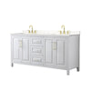 Custom image for White with Brushed Gold Trim / Carrara Cultured Marble / No Mirror
