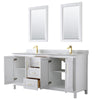 Custom image for White with Brushed Gold Trim / White Carrara Marble / 24