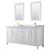 Custom image for White with Brushed Gold Trim / White Carrara Marble / 24