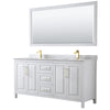 Custom image for White with Brushed Gold Trim / White Carrara Marble / 70