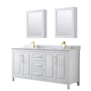 Custom image for White with Brushed Gold Trim / White Carrara Marble / Medicine Cabinets
