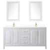 Custom image for White with Brushed Gold Trim / White Cultured Marble / 24