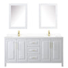 Custom image for White with Brushed Gold Trim / White Cultured Marble / Medicine Cabinets