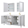 Custom image for White with Brushed Gold Trim / White Cultured Marble / Medicine Cabinets
