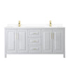 Custom image for White with Brushed Gold Trim / White Cultured Marble / No Mirror