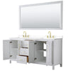 Custom image for White with Brushed Gold Trim / White Cultured Marble / 70